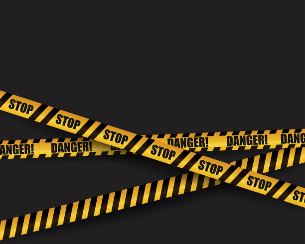 istock Black and yellow warning sign. Striped ribbon. Site under construction page or template for attention or danger illustration. for web 973500862