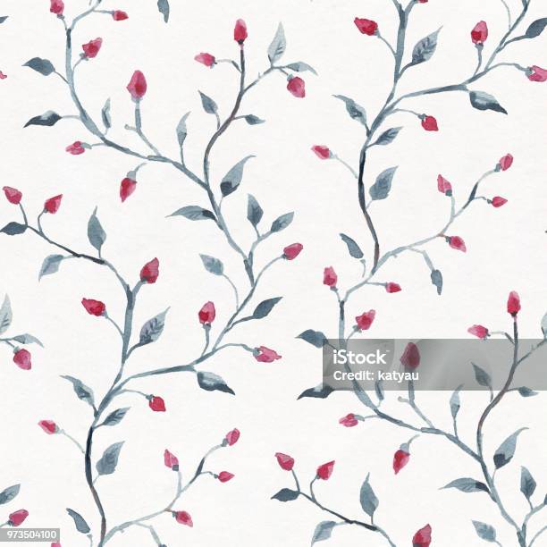 Roses Hand Drawn Watercolor Floral Pattern Stock Illustration - Download Image Now - Abstract, Art, Backgrounds