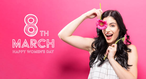 istock Womens Day message with young woman with garbela 973534074
