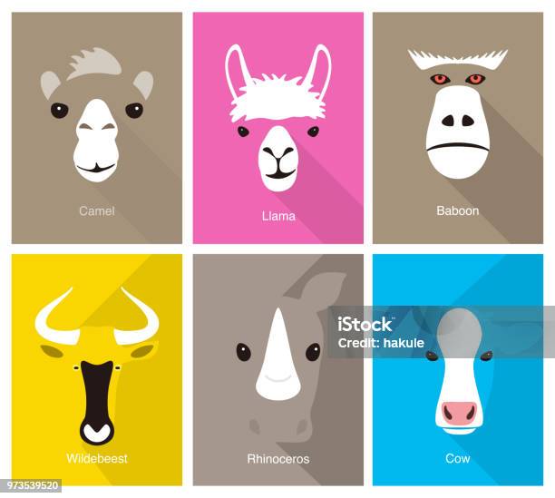 Animal Cartoon Face Flat Face Icon Vector Illustration Stock Illustration - Download Image Now