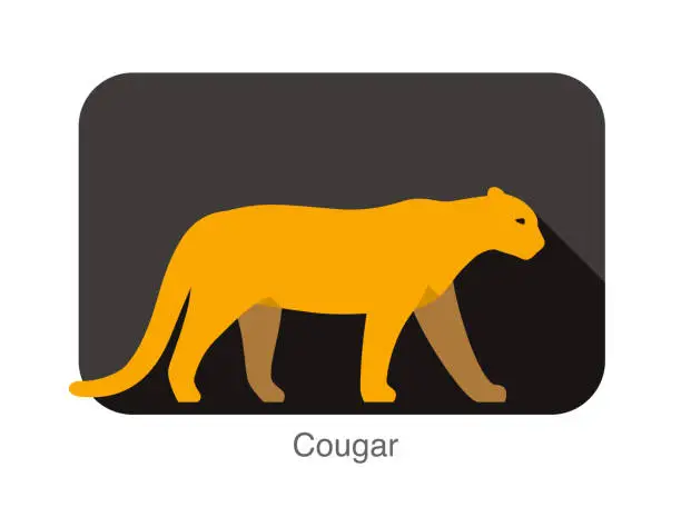 Vector illustration of big cat walking side flat 3D icon design