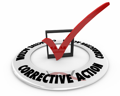 Corrective Action Check Mark Box Fix Problem Repair 3d Render Illustration