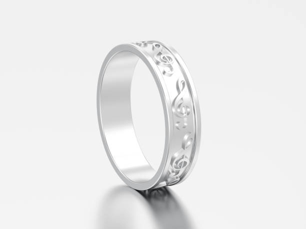 istock 3D illustration silver modern music ring with note treble clef 973574180