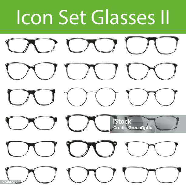 Icon Set Glasses Ii Stock Illustration - Download Image Now - Eyeglasses, Computer Graphic, Copy Space