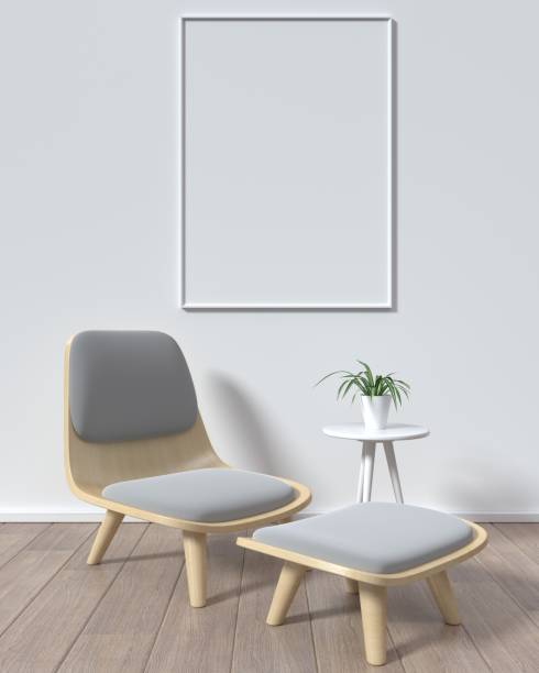 istock Mock up poster frame in room white background 973591052