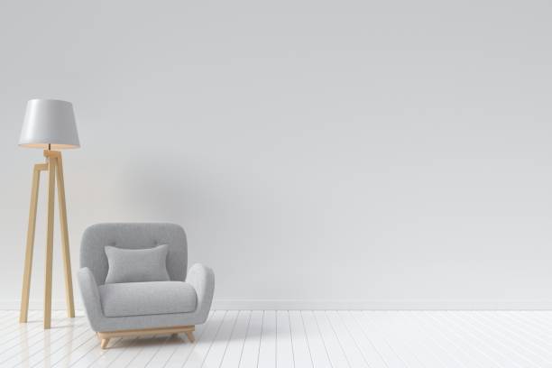 istock The interior has a Vertical circular sofa and lamp on empty 973591060