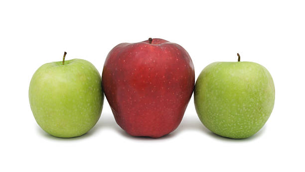 istock Red and green ripe apples, isolated 97360017