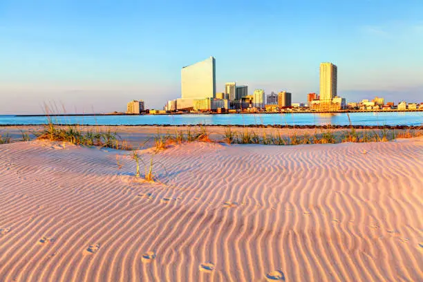 Atlantic City located on the Jersey shore is a resort city on Absecon Island  in Atlantic County, New Jersey. Atlantic City is known for its two mile long boardwalk, gambling casinos, great nightlife, beautiful beaches, and the Miss America Pageant
