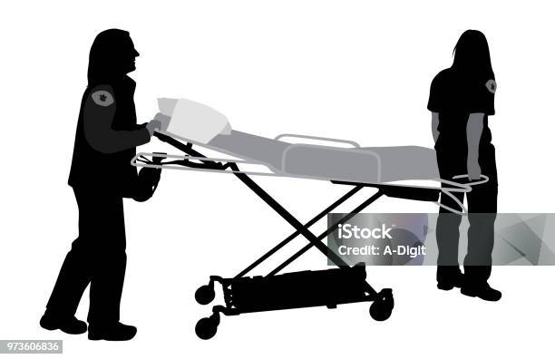 Paramedic Stretcher Stock Illustration - Download Image Now - Paramedic, In Silhouette, Accidents and Disasters