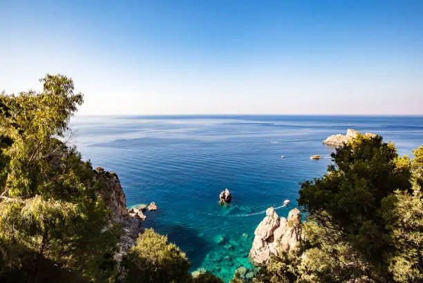 Paleokastritsa,Monastery of the Virgin Mary,Paleokastritsa beach,Corfu,Greece