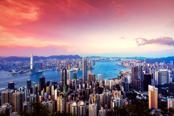 istock Beautiful Hong Kong skyline at sunset 973612460