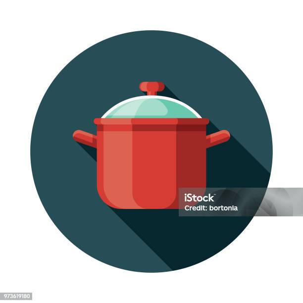 Soup Pot Flat Design Kitchen Utensil Icon Stock Illustration - Download Image Now - Cooking Pan, Stew Pot, Icon Symbol