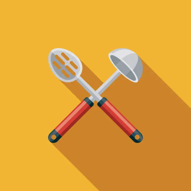 Vector illustration of Ladles Flat Design Kitchen Utensil Icon