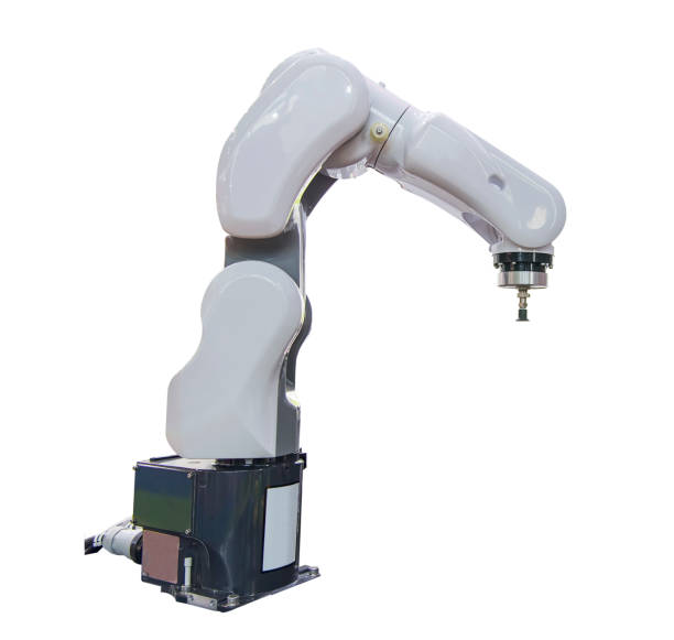 istock Industry robotic arm isolated on white background 973619308