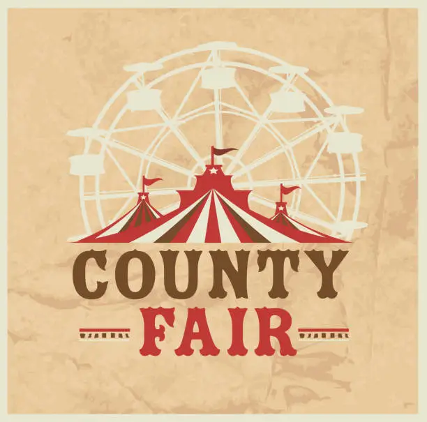 Vector illustration of Colorful Summer County Fair emblem design template