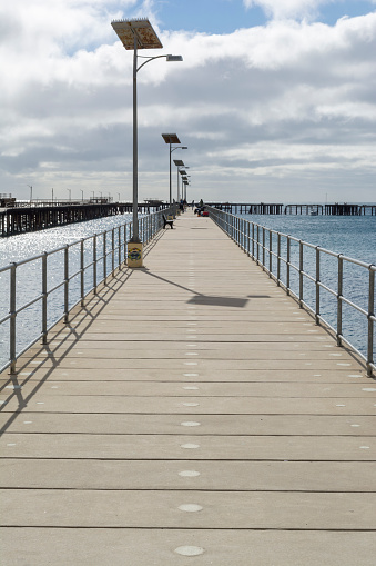 Rapid Bay, South Australia, Australia - May 5, 2018: New jetty used by recreational fishermen and women and tourists alike. Part of the Fleurieu Peninsula.