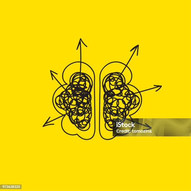 Tasking Doodle Brain Creating Ideas Stock Illustration - Download Image Now - Drawing ...