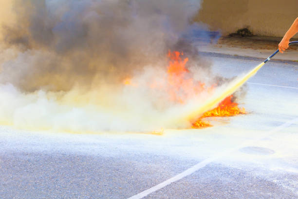 istock fire fighter Gas tank during a learning training exercise select focus with shallow depth of field. 973639918