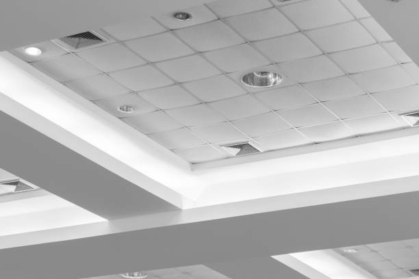 istock ceiling of business interior office building and light neon. style monochrome with copy space add text 973643680