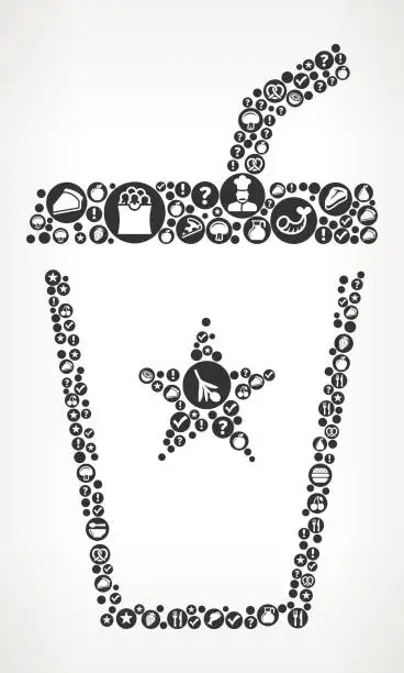Vector illustration of Soda Drink  Food Black and White Icon Background