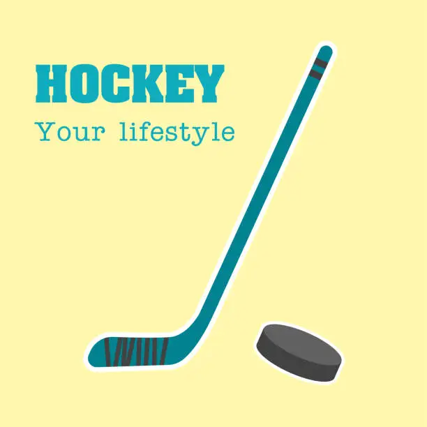 Vector illustration of Hockey Your Lifestyle Hockey Puck And Stick Background Vector Image