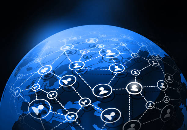 Futuristic background of Global business network, internet, Globalization concept