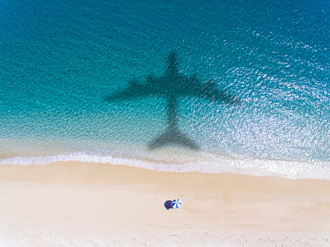 Aerial view of Tropical beach with summer vacation concept