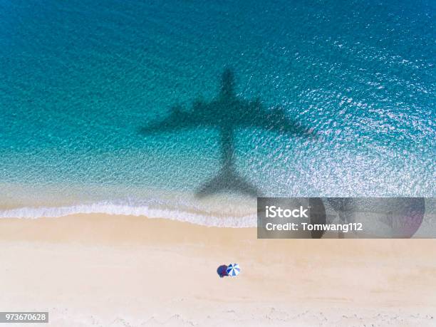 Aerial View Of Tropical Beach With Summer Vacation Concept Stock Photo - Download Image Now