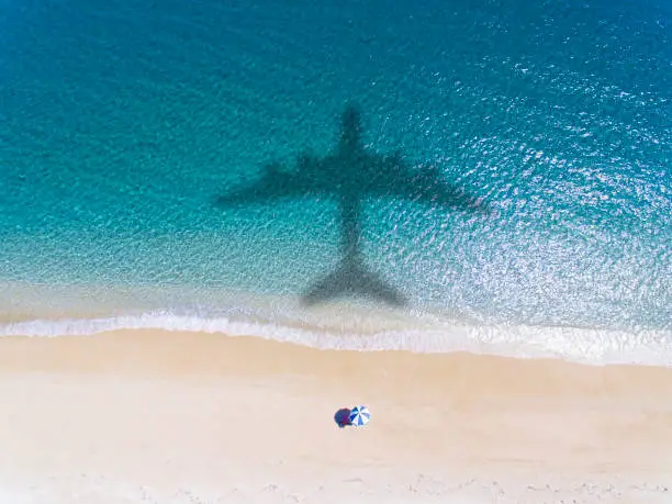 Photo of Aerial view of Tropical beach with summer vacation concept