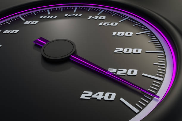 istock Purple speedometer in car on dashboard 973673886