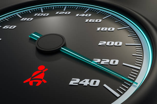 istock Seat belt reminder light on car dashboard 973675948