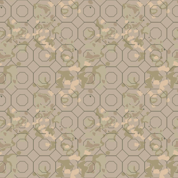istock Military camouflage seamless pattern in green, beige and brown colors 973676884