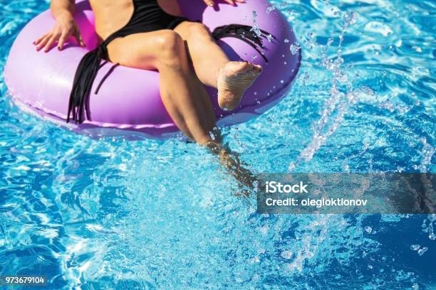 Lady Legs Playing With Water In The Basin Stock Photo - Download Image Now - Beach, Beach Holiday, Beauty