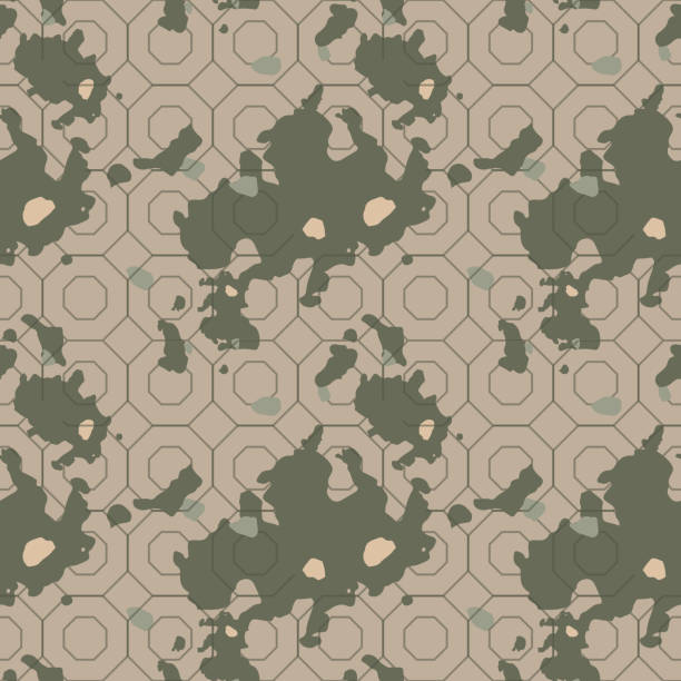 istock Military camouflage seamless pattern in green, beige and brown colors 973688420