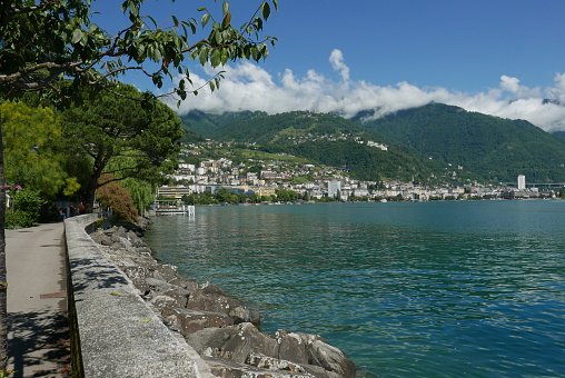 View of Montreux from Clarens shoreline