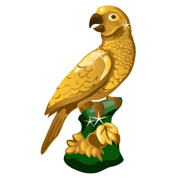 istock A Golden statue of a parrot isolated on white background. Vector illustration 973711272