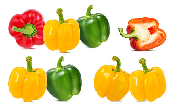 istock Red, green and yellow peppers  isolated. 973718244
