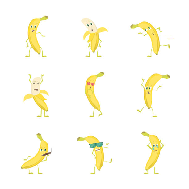 Ilustración de Dibujos Animados Personajes Plátanos Amarillo Divertido  Conjunto Vector De y más Vectores Libres de Derechos de Alegre - iStock