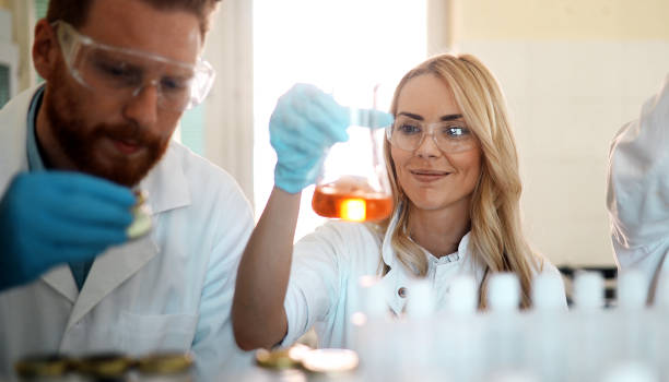 istock Attractive student of chemistry working in laboratory 973723124