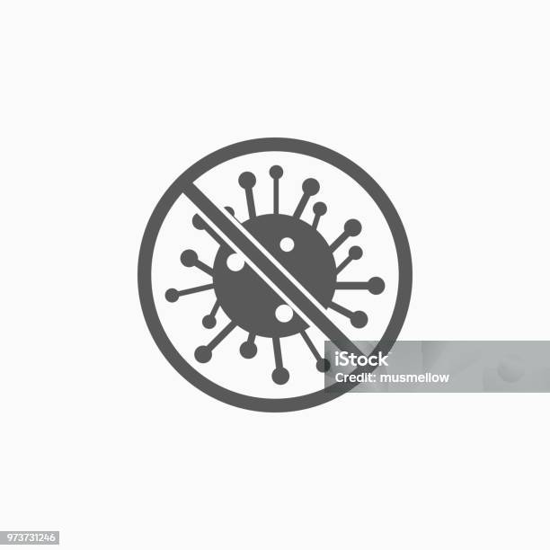 No Bacteria Icon Stock Illustration - Download Image Now - Bacterium, Icon Symbol, Disinfection