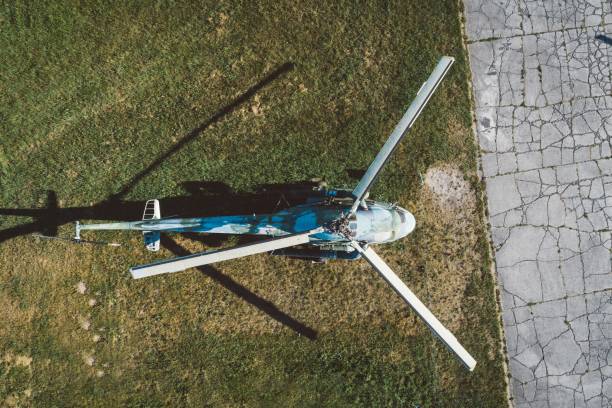 istock Above view on military army helicopter 973735696