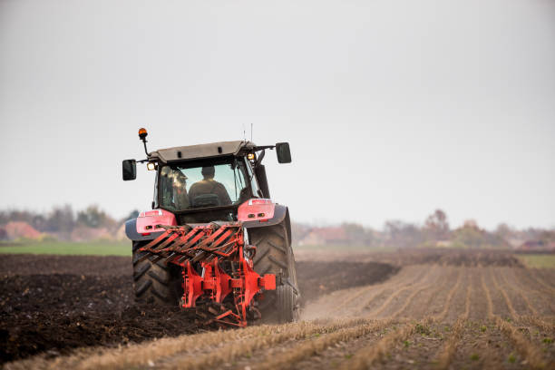 istock Farmer plowing stubble field 973736112