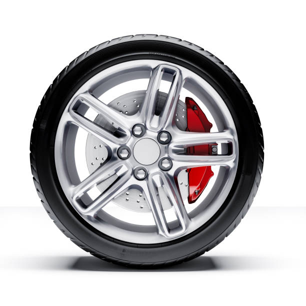 istock 3d car tires and alloy wheels 973736224
