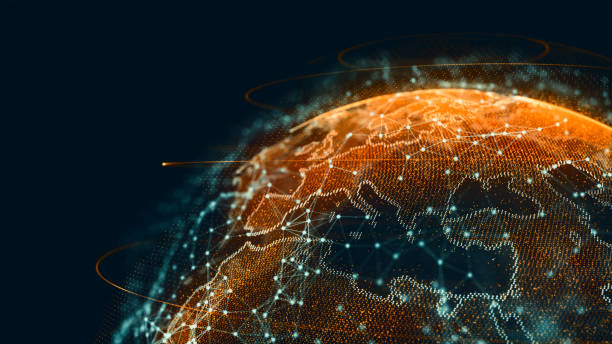istock Global communications network over digitally manipulated image of Europe from space 973738772