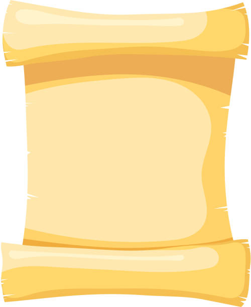 векторная иллюстрация папируса на белом фоне. изолированный объект. стиль мультфильма. абстрактный желтый папирус, рулон пергамента - vellum document retro revival manuscript stock illustrations