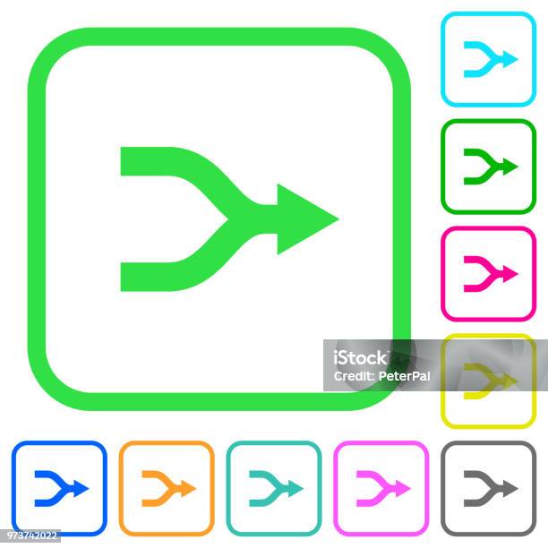 Merge Arrows Vivid Colored Flat Icons Stock Illustration - Download Image Now - Arrow Symbol, Merging, Aggregation Stage