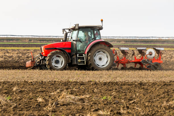 istock Farmer plowing stubble field 973745898