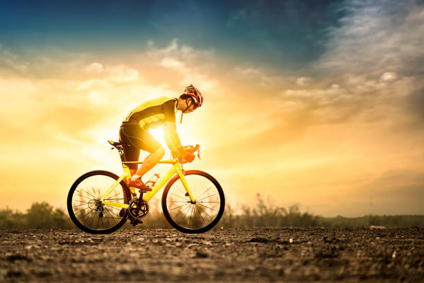 Bike at the summer sunset on the background of beautiful sunset
