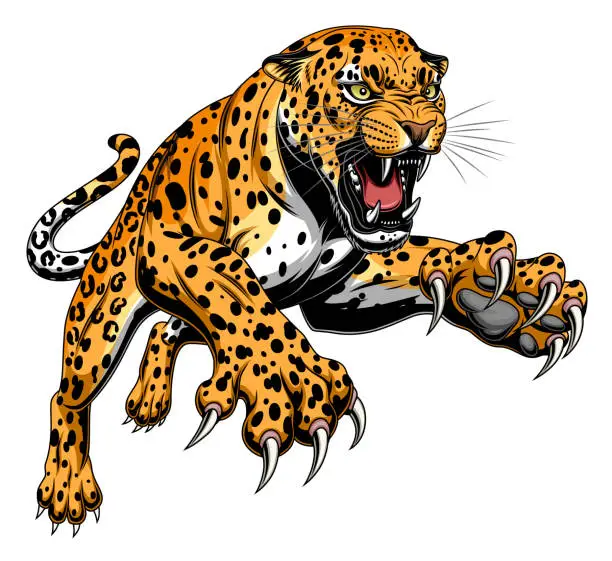 Vector illustration of Leaping leopard