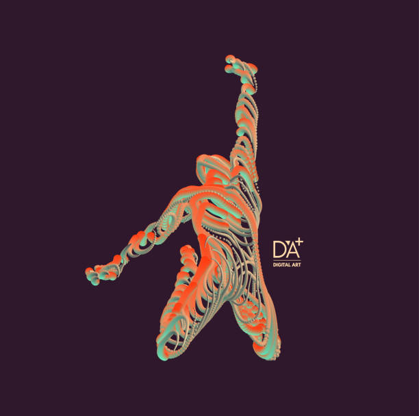istock Leadership concept. Jumping man. Emblem for sport championship. 3d vector Illustration. Wire connection to virtual reality. 973771804